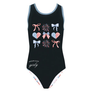 Red White and Blue Gymnastics Leotard, Girls 4th of July Gymnastics Leotard by k-Bee Leotards