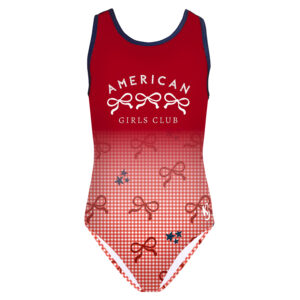 Red White and Blue Patriotic Girls Gymnastics Leotard with cute strappy back